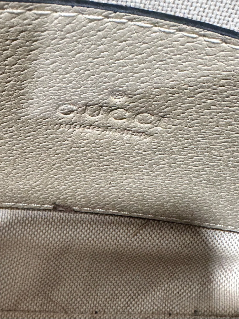 GG  Beige Monogram Shoulder Bag with Gold Chain and GG Hardware